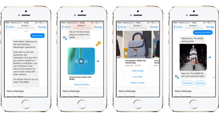 A chatbot by Burberry on Messenger