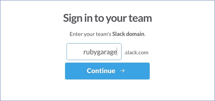 Entering subdomain in Slack