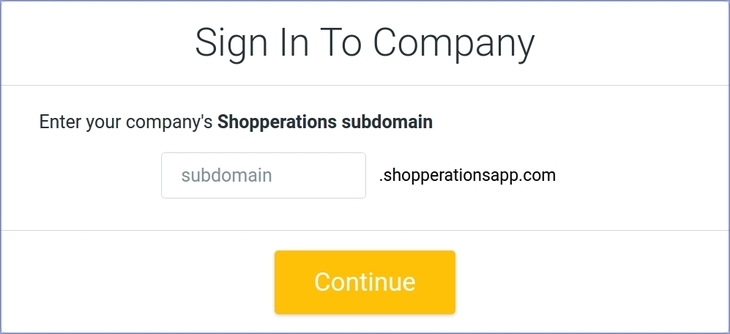 Entering subdomain in Shopperations