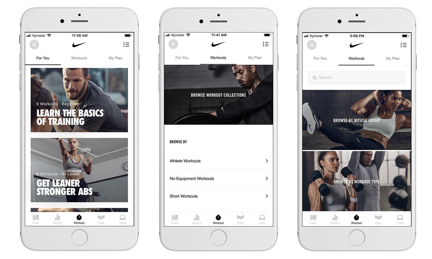 Development of an app like Nike Training Club