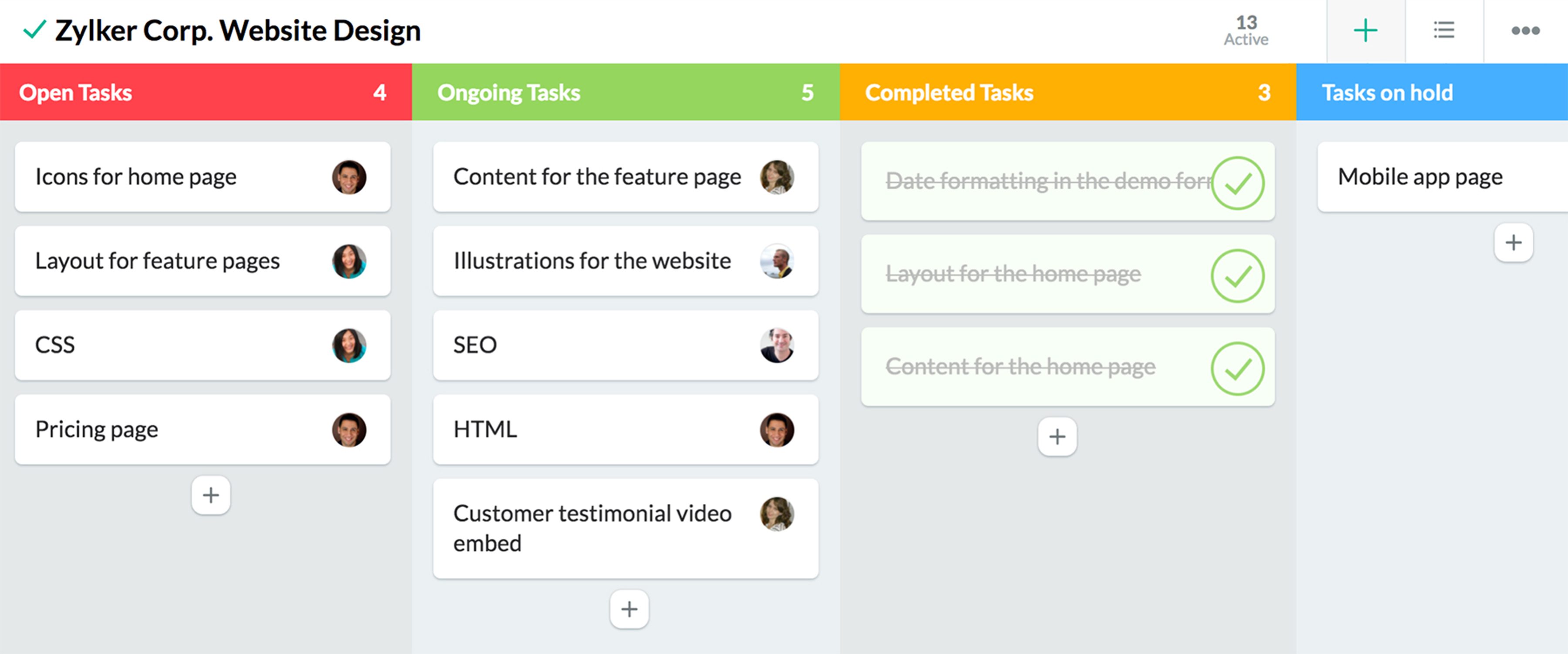 Zoho Connect for task management