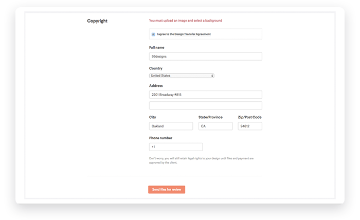 Copyright Transfer at 99designs