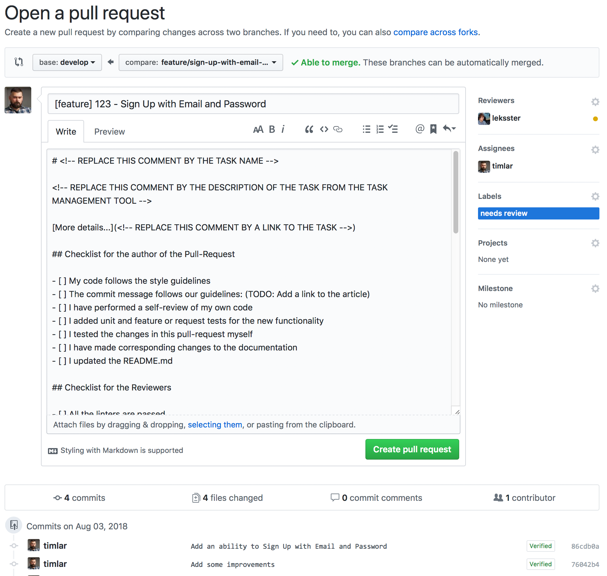 Open a new Pull Request