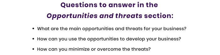 opportunities and threats questions for tech startup