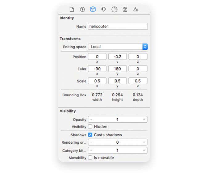 Drone Position Parameters for AR App