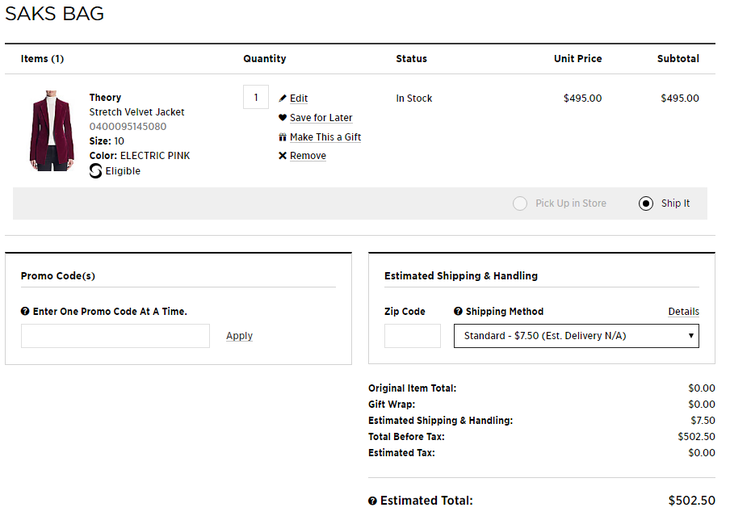 Efficient Shopping Cart Example