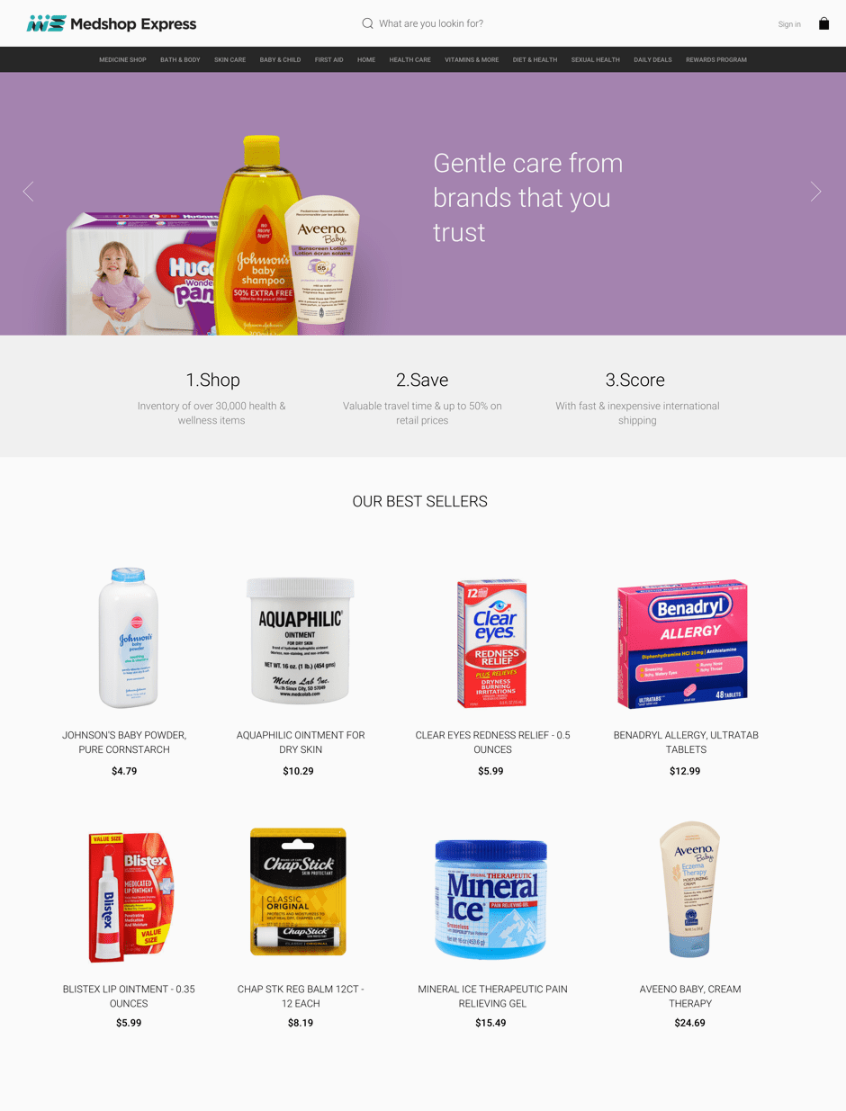 Medshop main page