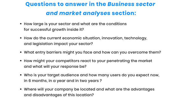 sector and market questions for tech startup