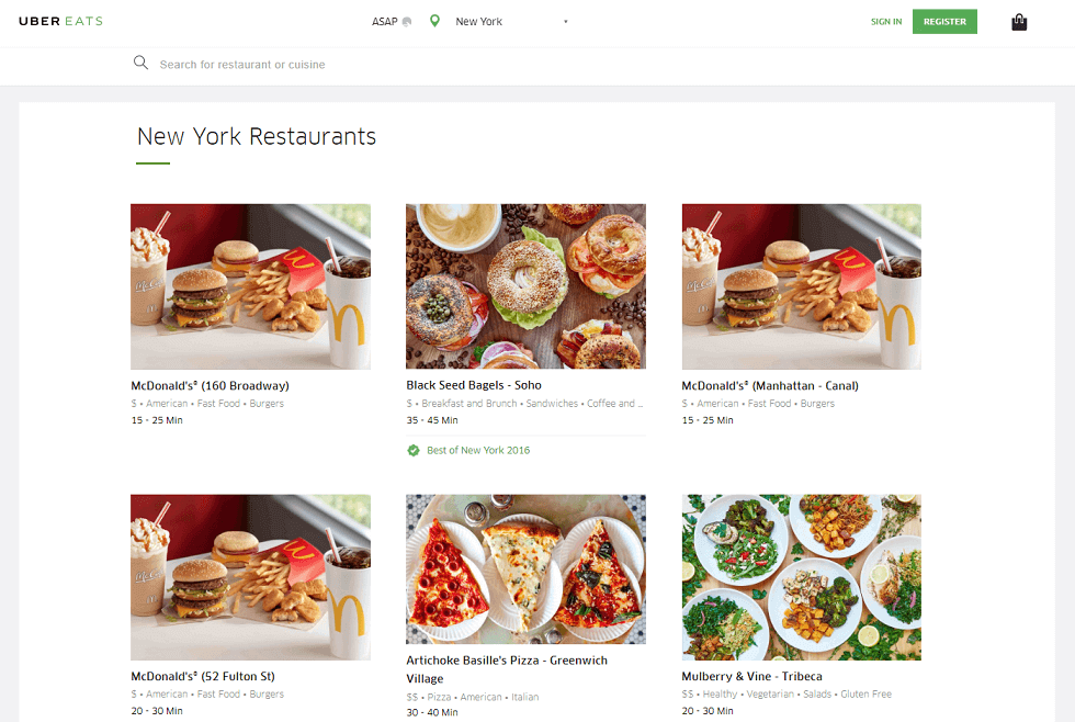 restaurant search feature