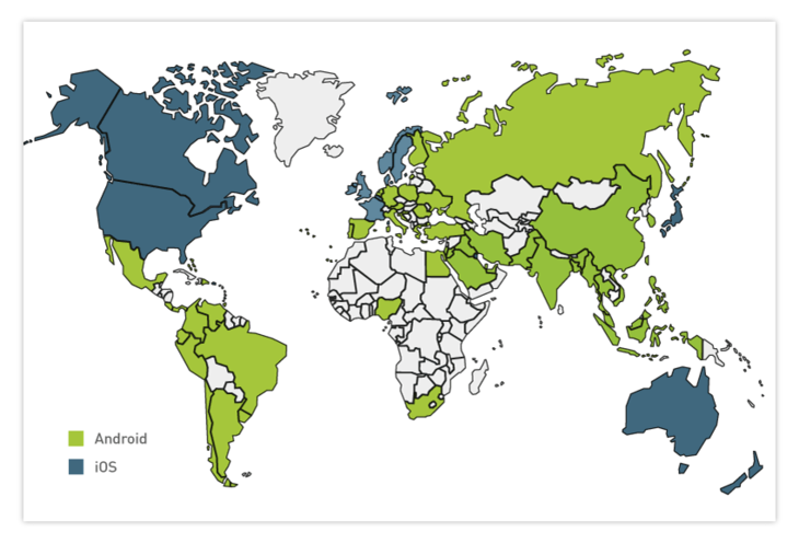 iOS and Android spreading in the world